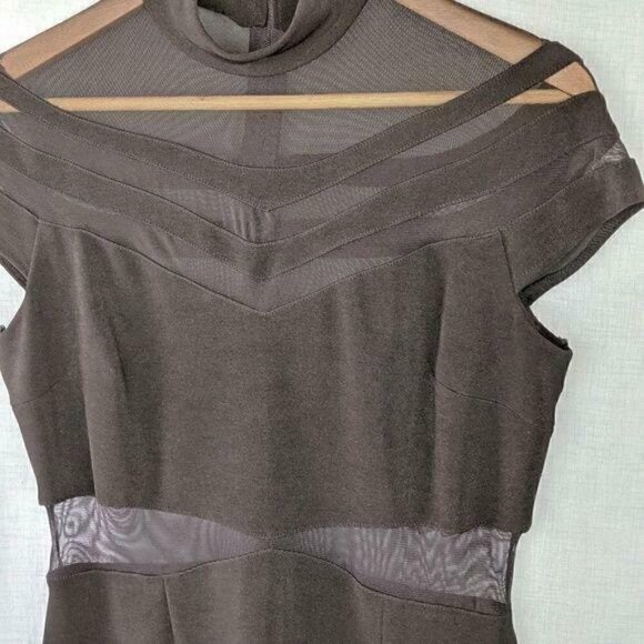 Betsy and Adam Black Mesh Cut-out Bodycon Dress Women's Medium - Picture 2 of 5